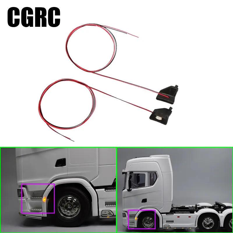 

2pcs LED Front Wheel Brow Light Side Lights for 1/14 Tamiya RC Truck Tipper Scania 770s 6×4 56368 DIY Spare Parts for Trucks