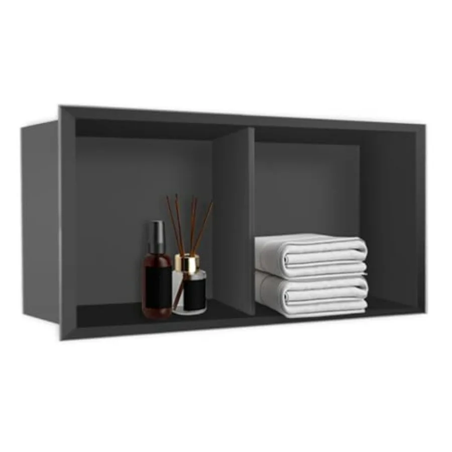 

Встраиваемая ниша для душа 24x12 дюймов, черная, без плитки, из нержавеющей стали, с двойной полкой, для ванной комнаты