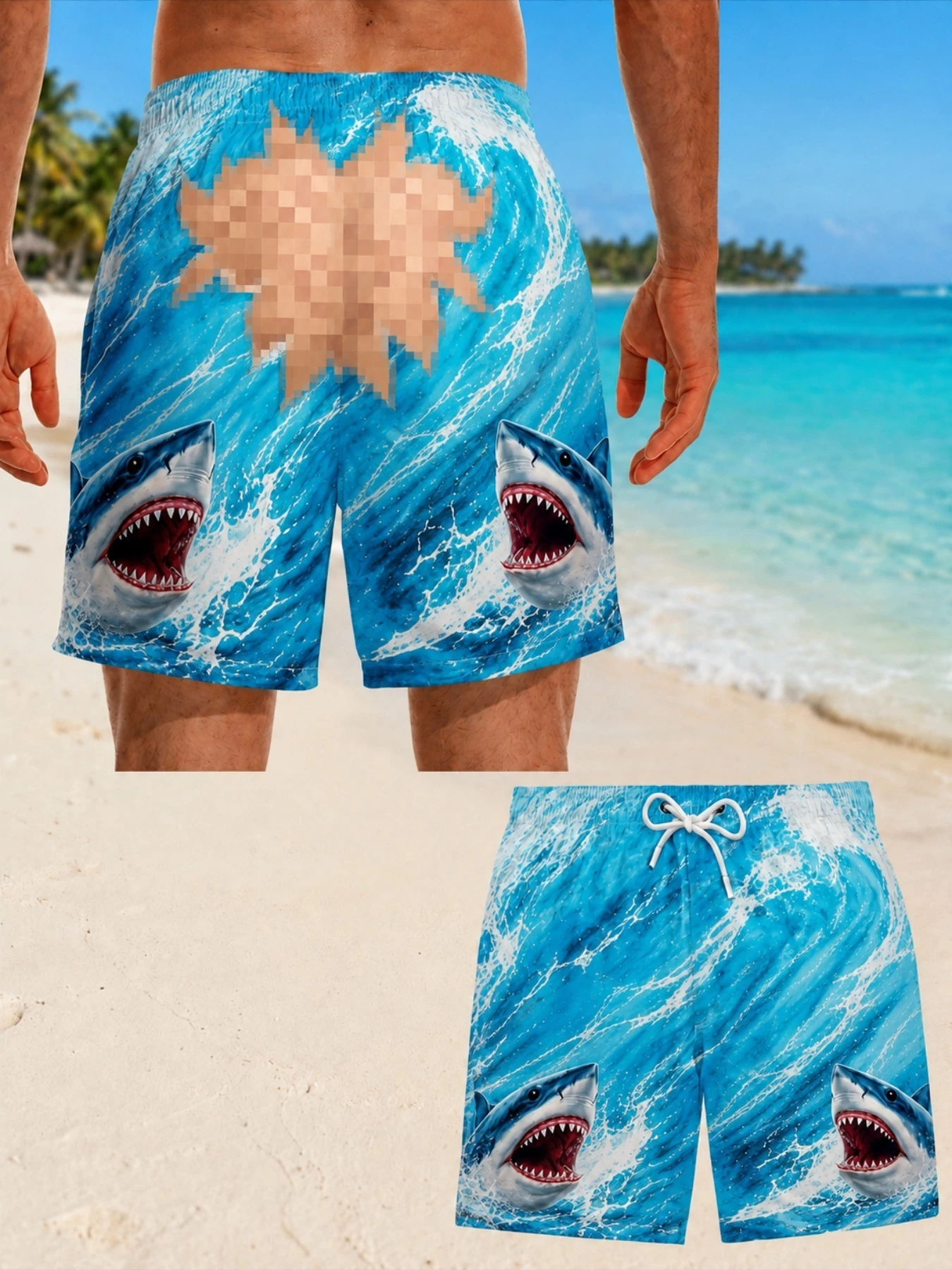 Mens Safari Cargo Swim Shorts Leopard Print Funny 3D Printed Beach Trunks Drawstring Quick Dry Board Shorts for Summer Vacation