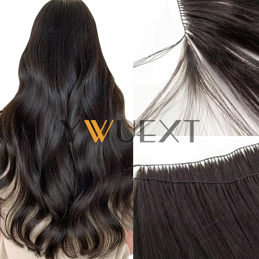 Feather Weft Human Hair Extensions 40-70g Sewing On Invisible Custom Bundles 16-22 Inches 40cm Weft Width 100 Strands