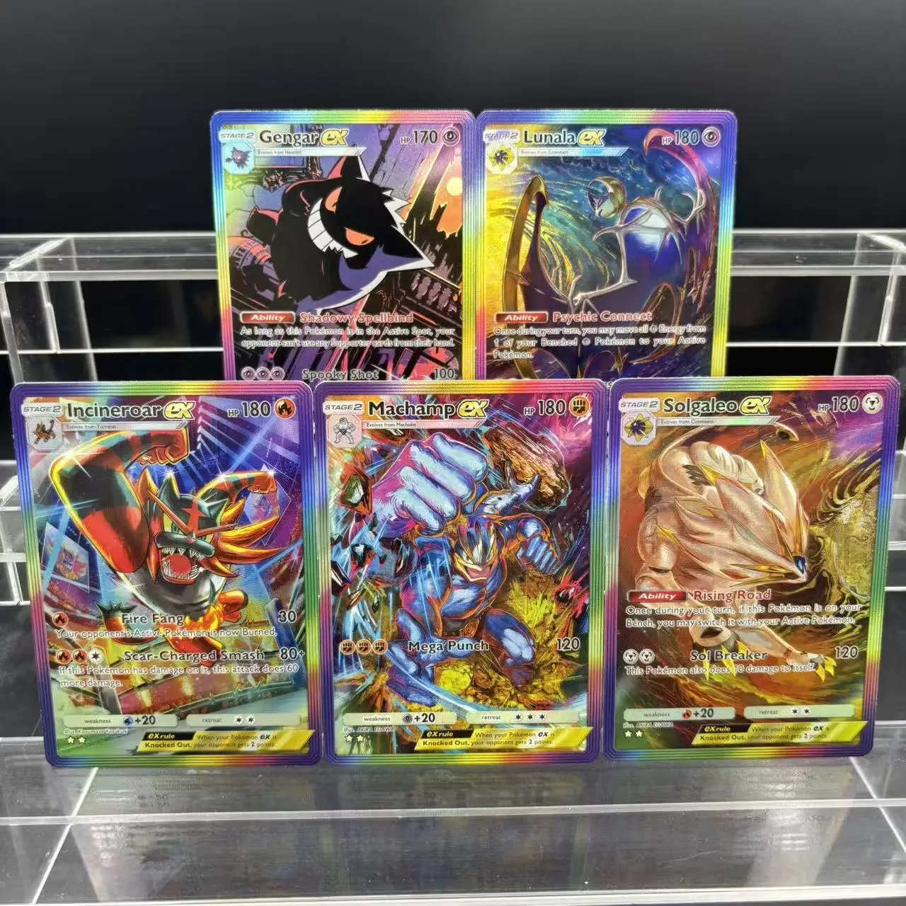 5 Teile/satz Selbst Made Ptcg Englisch Tasche Handy-Spiel Gengar Lunala Solgaleo Handgezeichnete Flash Karte Anime Sammlung Karte geschenk Spielzeug