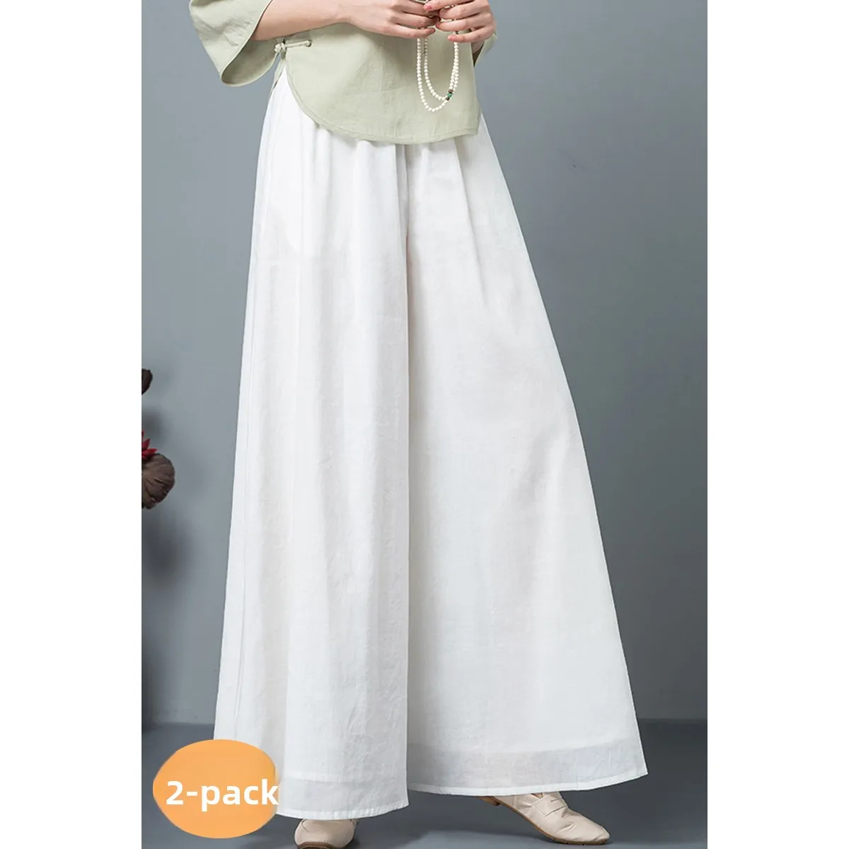 Pantalones de pierna ancha de cintura alta adelgazantes para mujer, ropa holgada para Yoga, baile, ceremonia del té, pantalones cómodos con diseño de moda para primavera y otoño