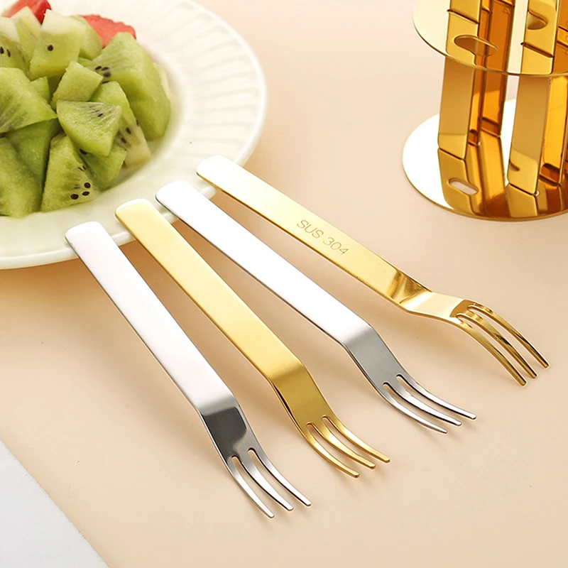 1/6Pcs Stainless Steel Fruit Forks Household Small Forks 6pcs Cake Dessert Forks Cute Mini Forks Set Kitchen Tableware