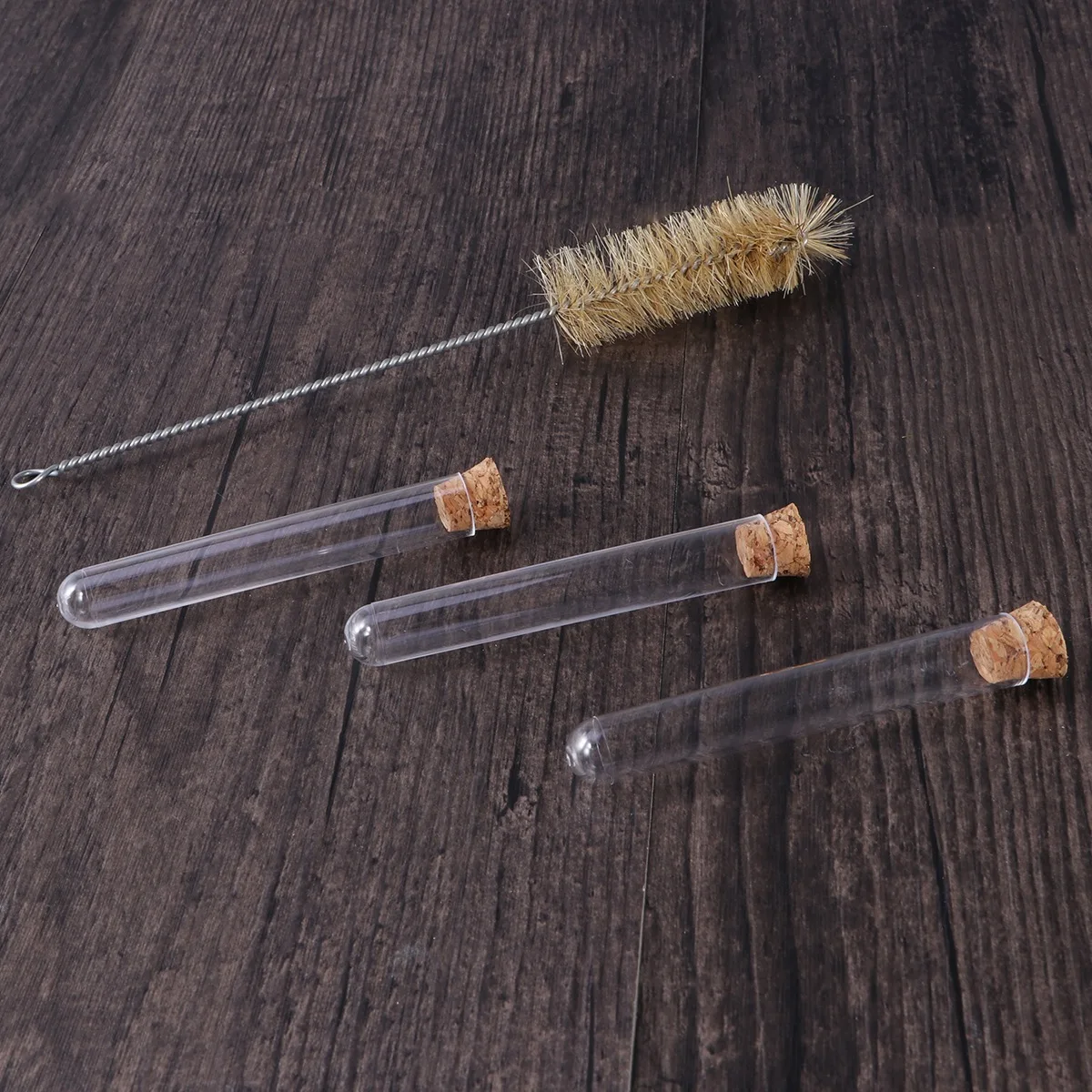 

50pcs 1.2X7.5Cm Clear Plastic Test Tubes Cork Stoppers Leak Proof Hard Shell Easy Clean Portable Storage For Cosmetics
