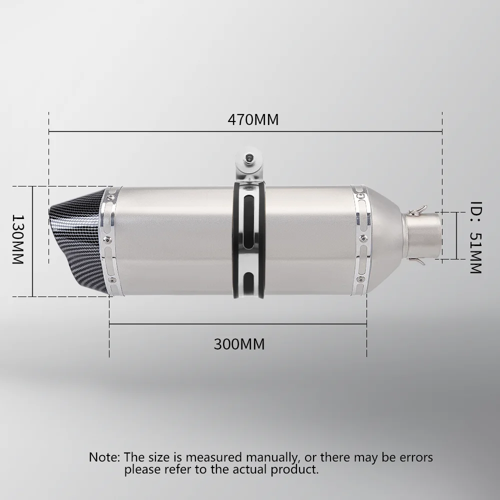 عادم الدراجة النارية العام 35-51 مللي متر لـ MT-07 Z900 NINJA400 R1 R3 CBR500 كاتم صوت ثقب مزدوج 470 مللي متر #3