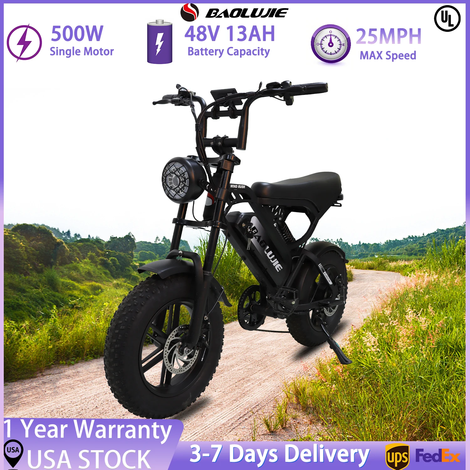 【ضمان لمدة سنة】دراجة كهربائية للبالغين BAOLUJIE F2 بقدرة 500 وات بمحرك 48 فولت 13AH 16 بوصة إطارات دراجة كهربائية دراجة جبلية #1