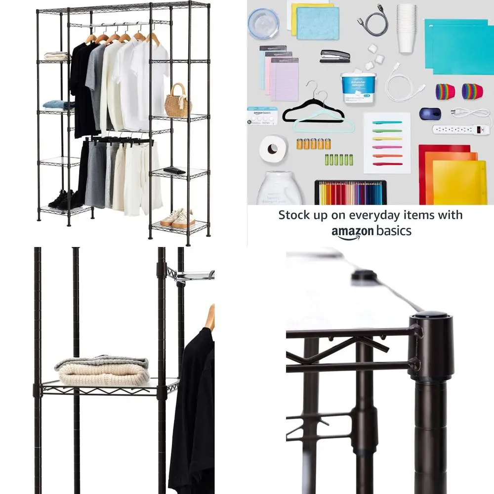 

Bronze Expandable Closet Organizer Rack with Adjustable Shelves, 57-80L x 14W x 72H