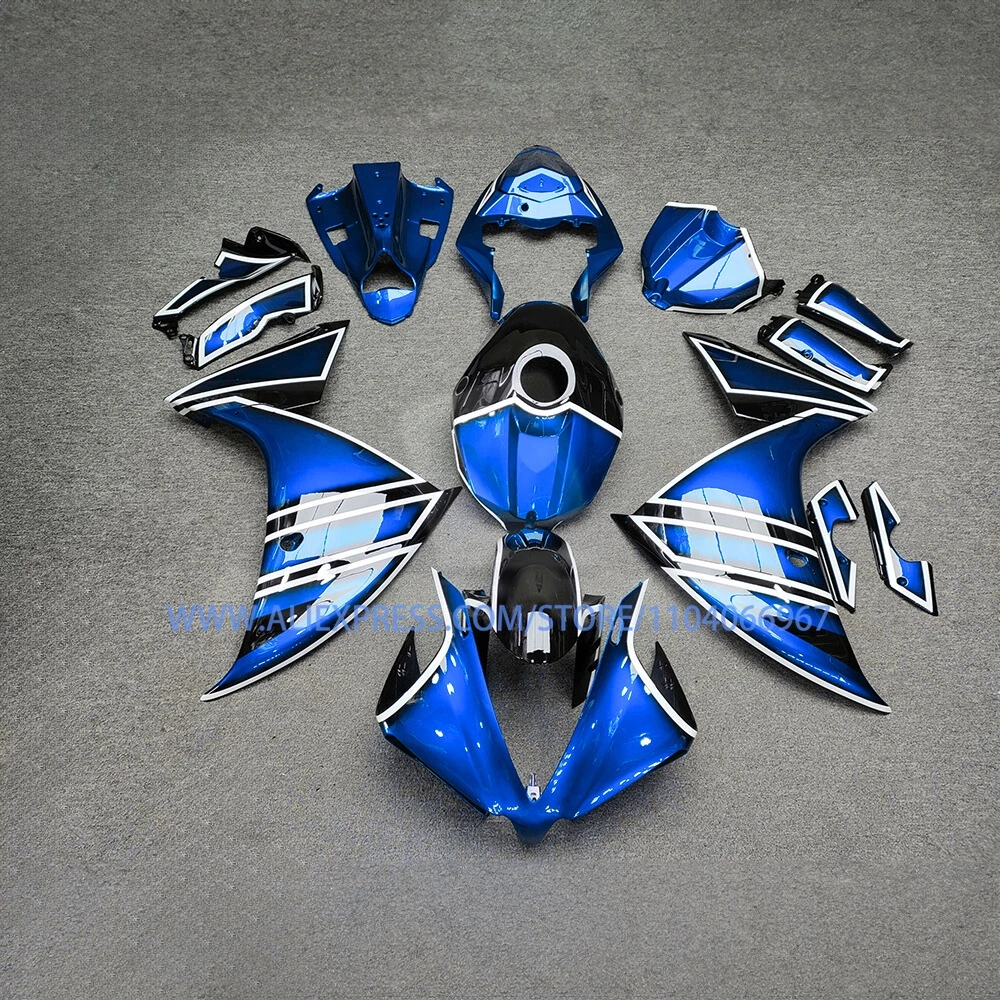 For YAMAHA YZFR1 2012 2013 2014 Blue Black Fuel Tank Cover tyle Fairing Kit YZF R1 12 13 14 Aftermarket Fairings Bodywork