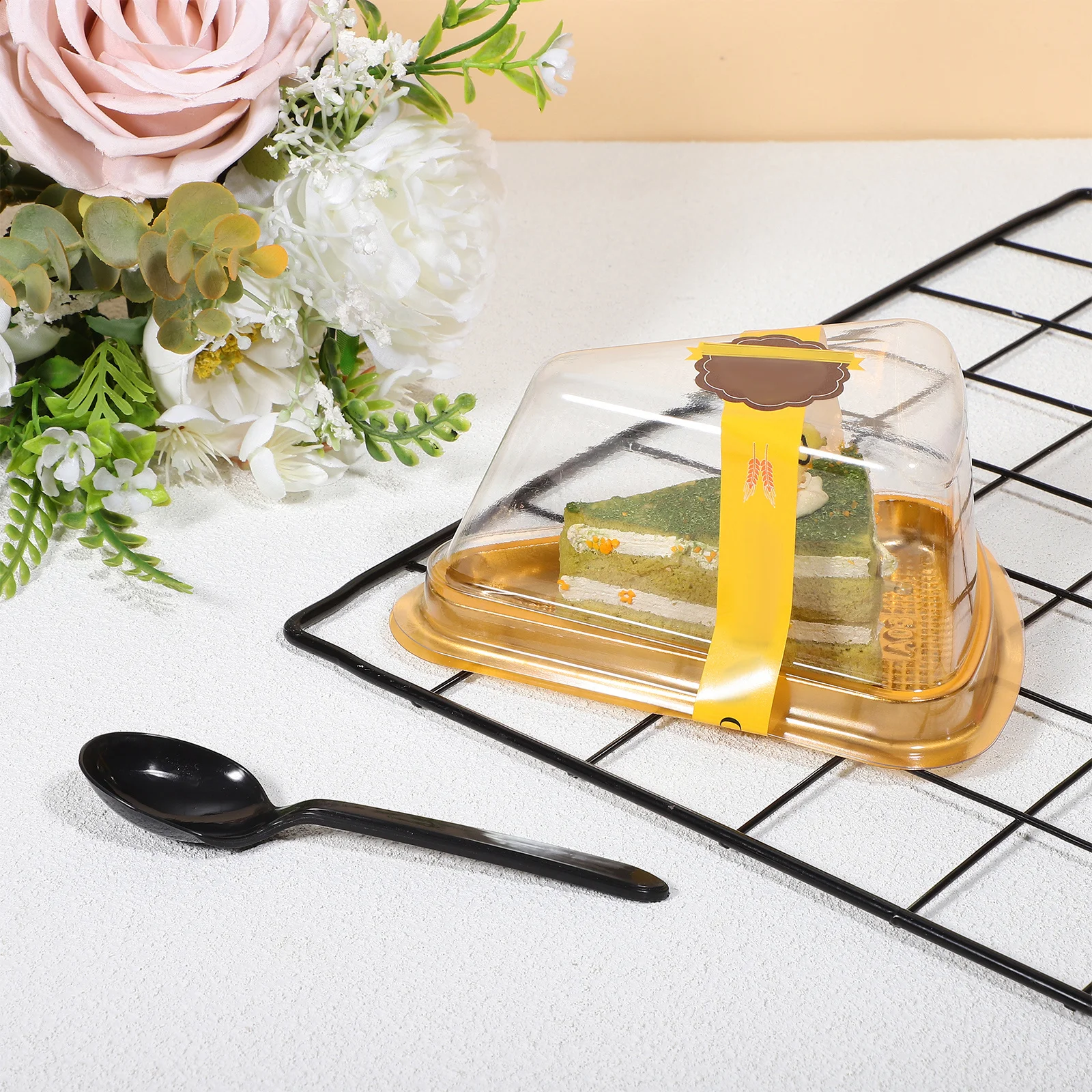 

40pcs Cake Slice Boxes Triangular Dessert Containers Clear Plastic For Crepe Cheesecake Take Out Packaging Party Favor Cupcake