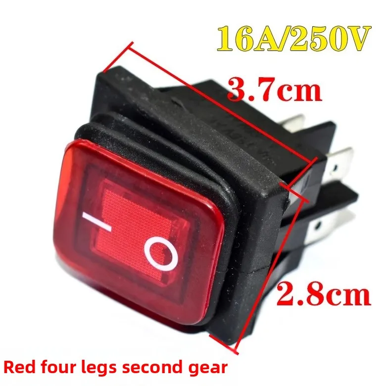 Suitable for KCD4 waterproof boat type switch 20A high current 4 feet 2 gears rocker switch red with light KCD4 250V 16A