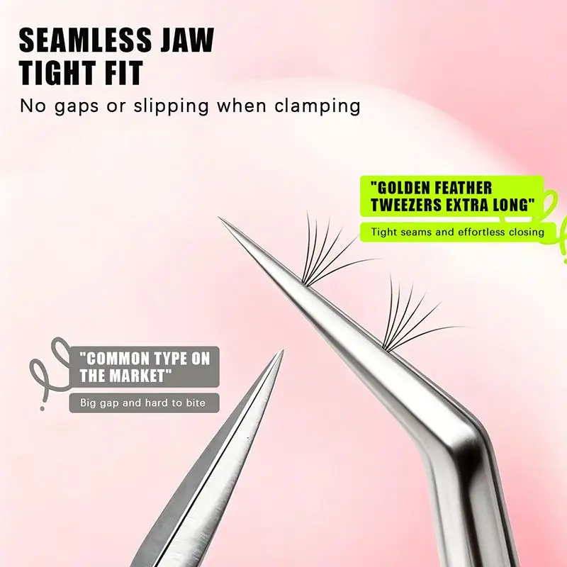 New Stainless Steel Curved Stickers Tweezers High Precision Cartoon Lashes Extension Tweezer Anti-static Eyelash Curler