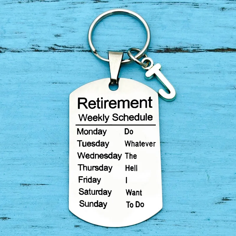 Funny Retirement Gifts Retired Schedule Calendar Keychain for Coworkers Office Family Creative Key Chain for Retired Men