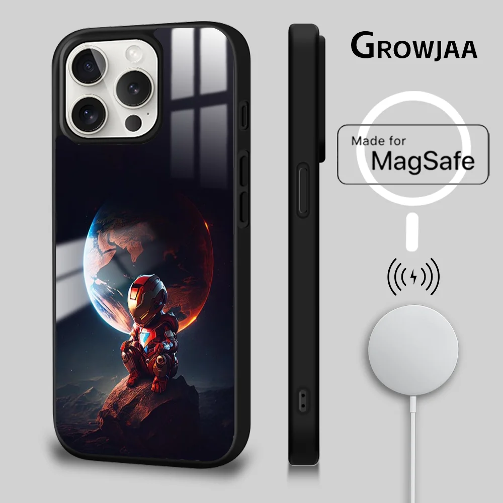 Cute Superhero Series Phone Case For iPhone 16 15 14 13 12 11 Pro Max Plus Mini Magsafe Mirror Wireless Magnetic Cover