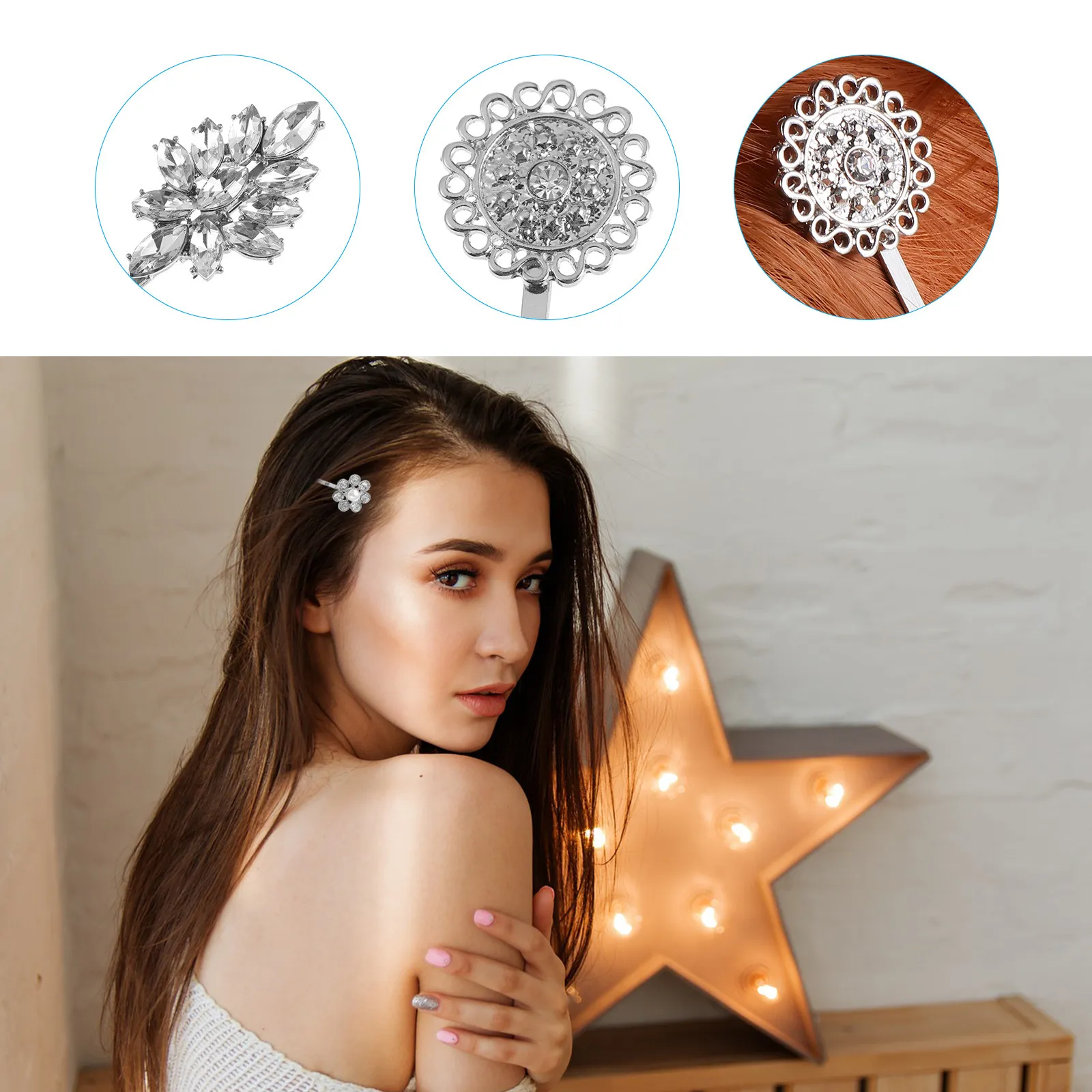 

5pcs Star Flower Clips Alloy Accessory For Women Daily Wear Party Decoration Feminine Hair Styling Tools Lady Hair Pins