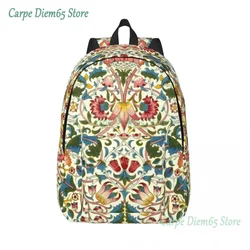 William Morris Laptop Backpack Men Women Fashion Bookbag for College School Students Floral Textile Pattern Bags