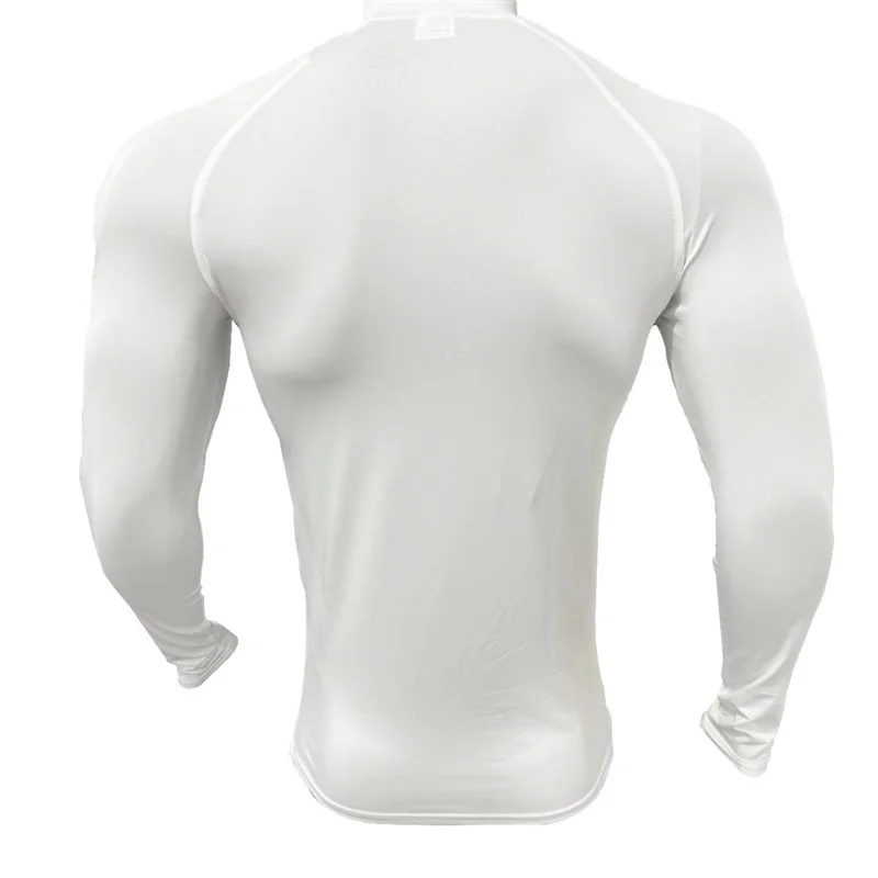 Fitness Compression Sport T-shirt Gym Running Exercise Elastic Long Sleeves Sweatshirt half zip High neck Tops men Tight T-shirt image 3