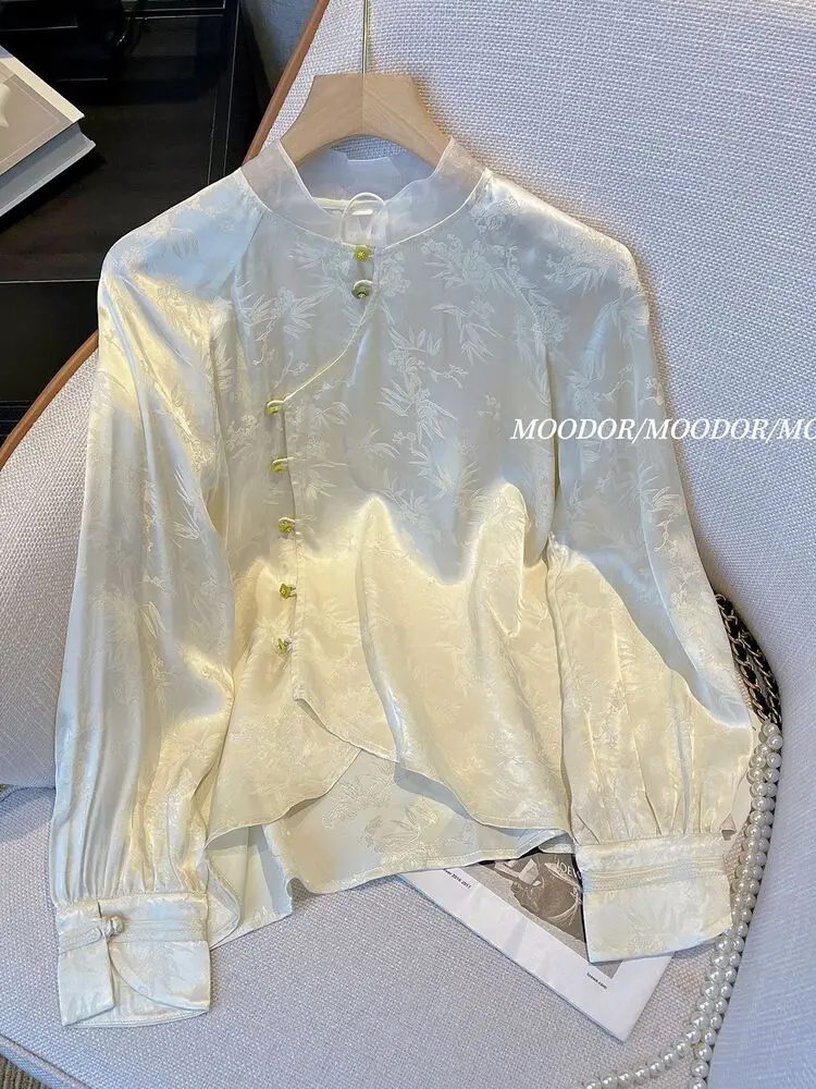 Ropa de línea de danza folclórica china con cuello levantado, traje clásico para mujer, bordado de Jazz, Tops de fiesta para escenario de competición para adultos