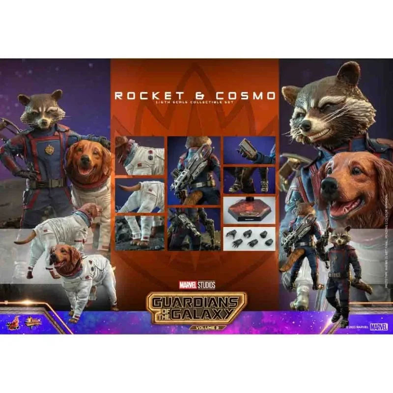 In Stock Original HOTTOYS MMS708 ROCKET RACCOON with Space Dog Cosmo 1/6 Movie Character Model Art Collection Toy Gift