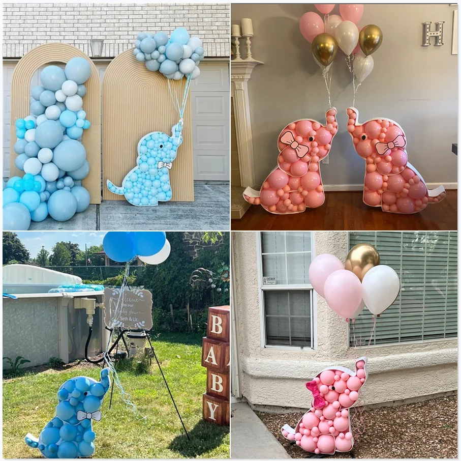 110cm KT Board Cute Elephant Mosaic Balloon Frame Baby Shower Party Decoration DIY Balloon Filling Box Birthday Weeding Backdrop