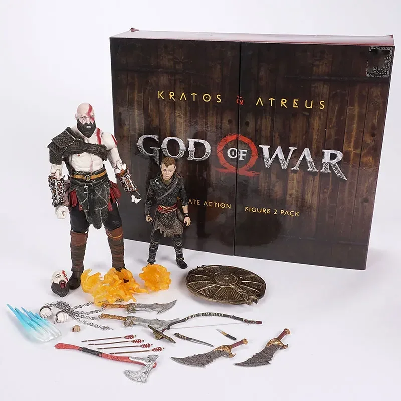 God of War NECA  Action Figure Kratos Atreus Ghost of Sparta with Axe Sword Shield Bow and Arrow Model Toys Joint Movable Doll