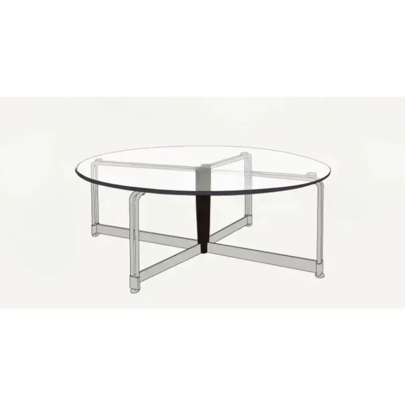 Nordic Mid-Ancient Stainless Steel Glass Tea Table Tempered Oval Tea Table Small Apartment Living Room Coffee Table furniture