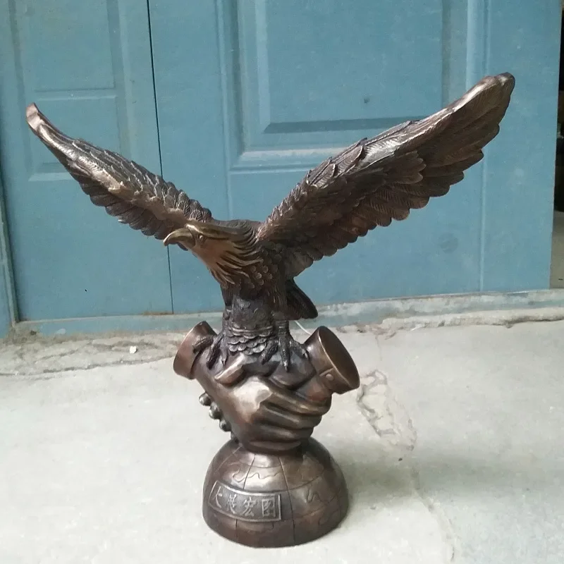 GOLD Arabia Eagle Falcon Hawk Brass Statue-HOME Office Company Efficacious Mascot Huge TOP ART Success Auspicious 51CM view 3