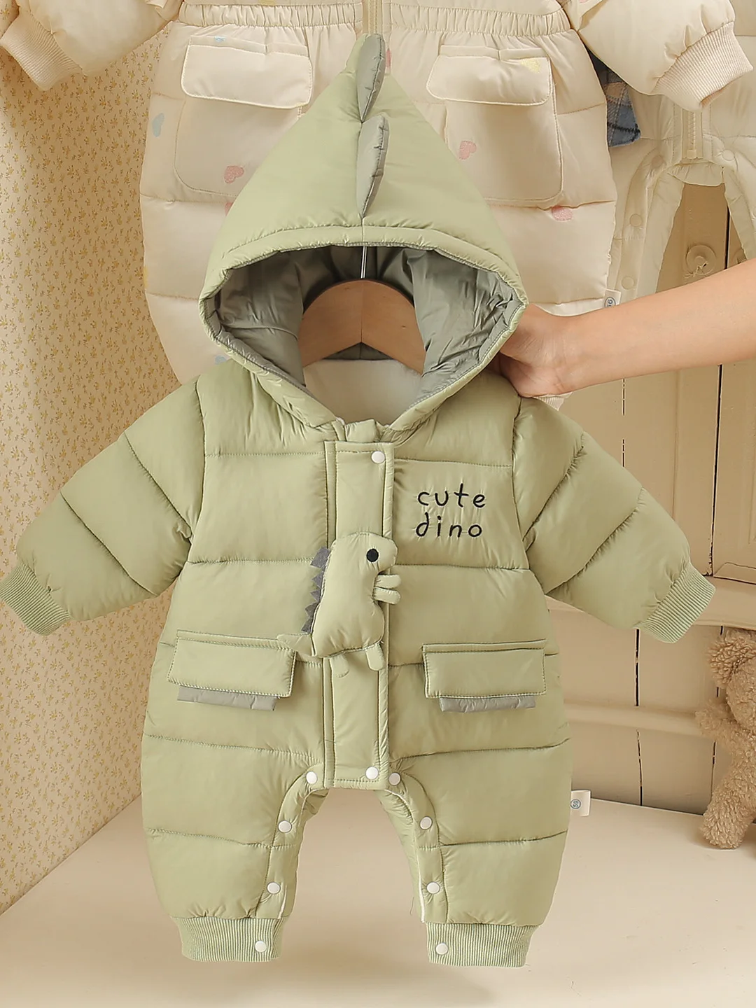 

Детский комбинезон с хлопковой подкладкой и капюшоном для маленьких мальчиков, зимняя верхняя одежда, теплая одежда для маленьких детей