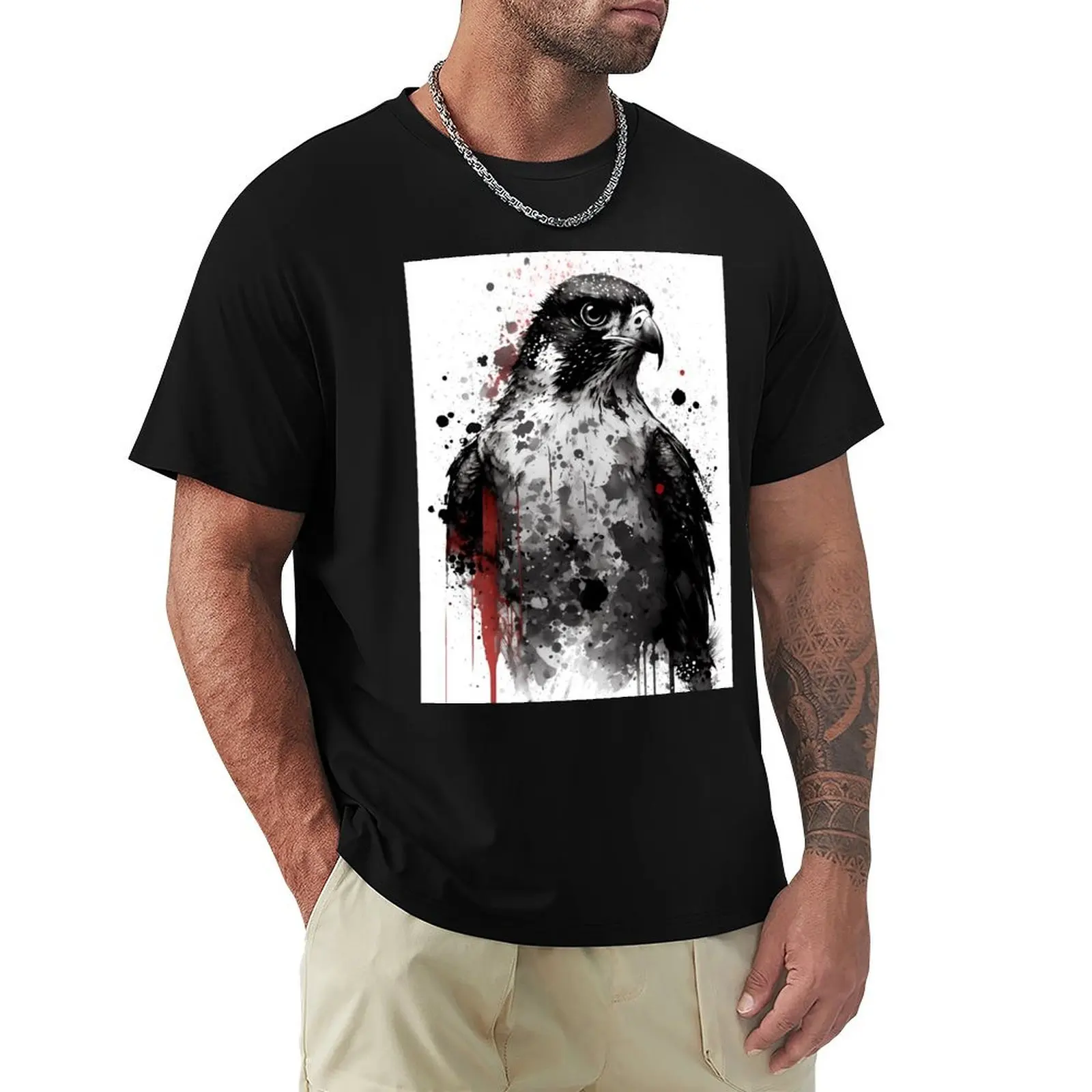

Peregrine Falcon Portrait T-Shirt cotton graphic tees Funny t-shirts men clothing