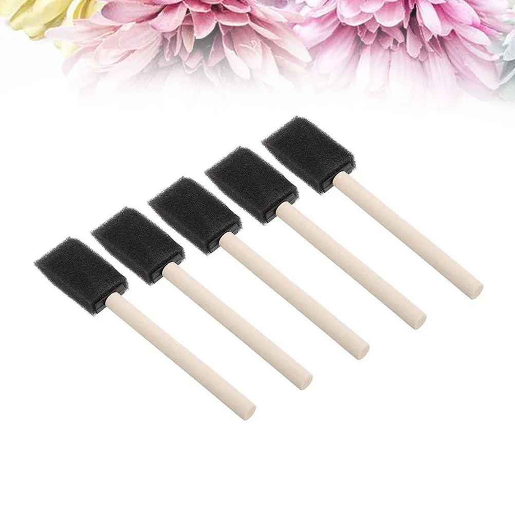 

20pcs 1 Inch Sponge Wood Handle Paint Brush Set for Acrylics Stains Varnishes Crafts Polyurethane Foam Beveled End Drawing