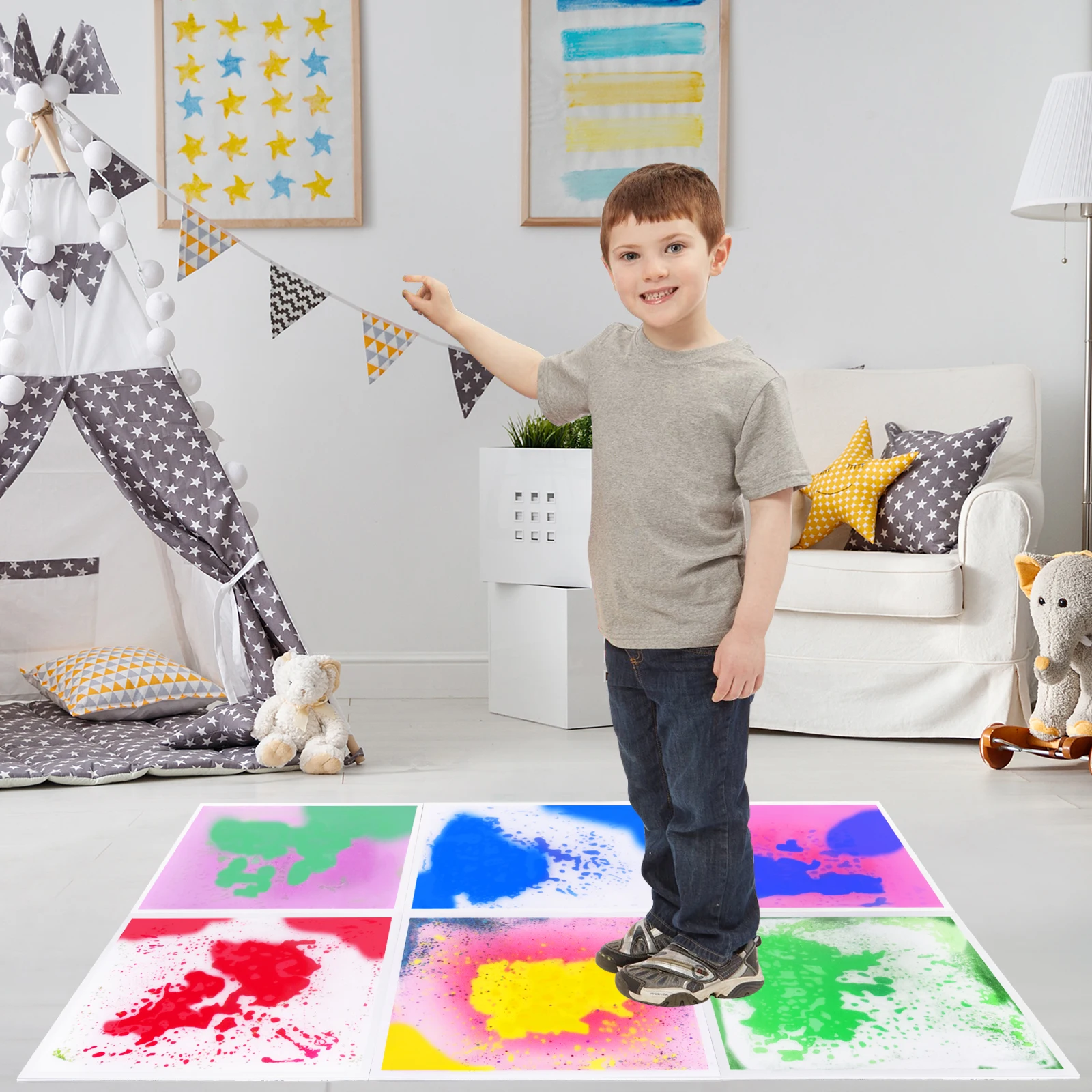 

Kids Sensory Walking Pads Pair with Feet Tiles - Interactive Sensory Toys Mat for Touch And Movement Sensation