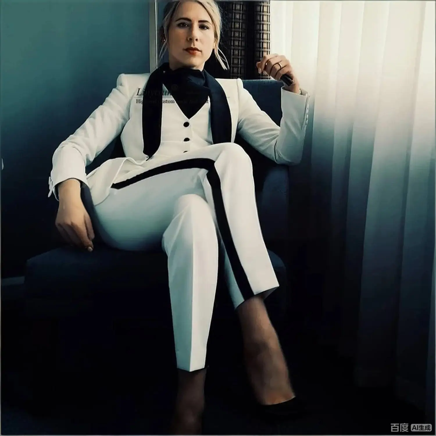 Allingentle Women's Suit Slim Fit  Pantsuit 3 Piece Suit Elegant Peaked Lapel Blazer Party Outfit Customize