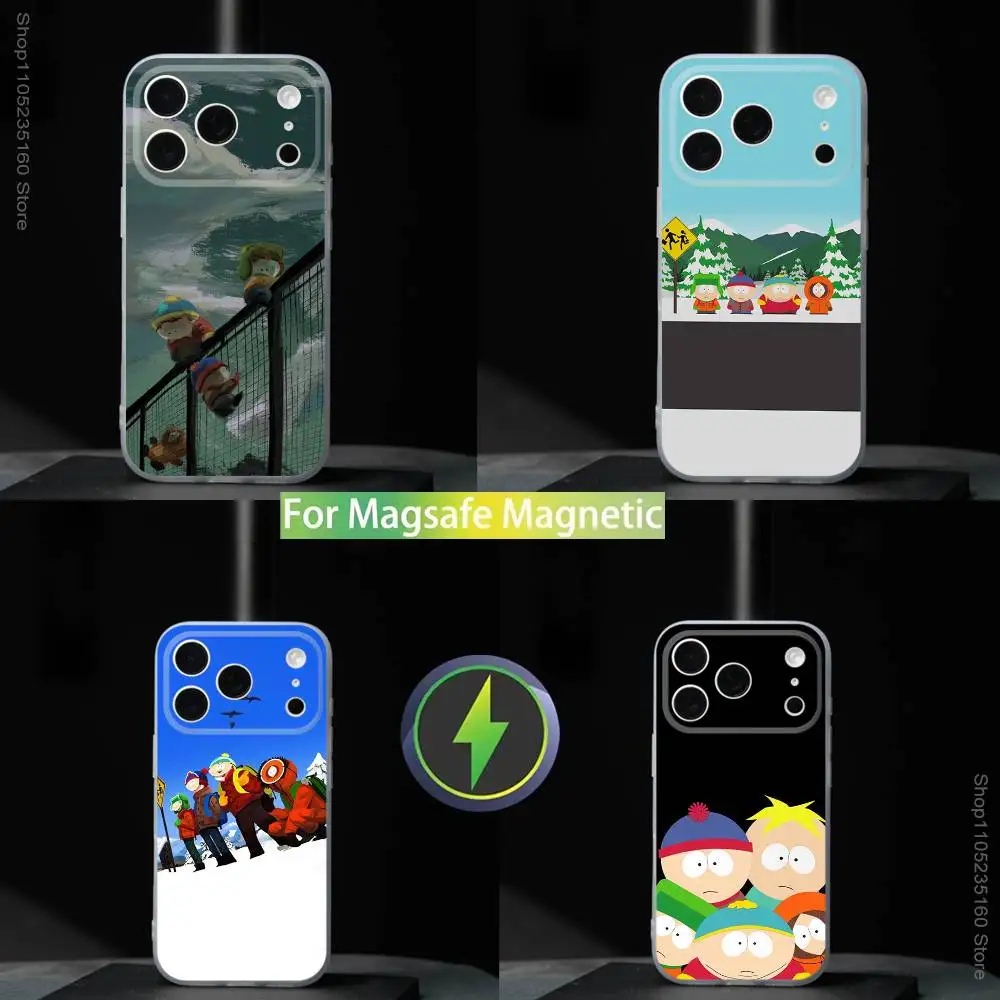 

S-South Funny P-Park-K For iPhone 11,12,13,14,15,16,17,Pro,Max,Plus,Mini,SE4,E Phone Case With Magsafe Wireless