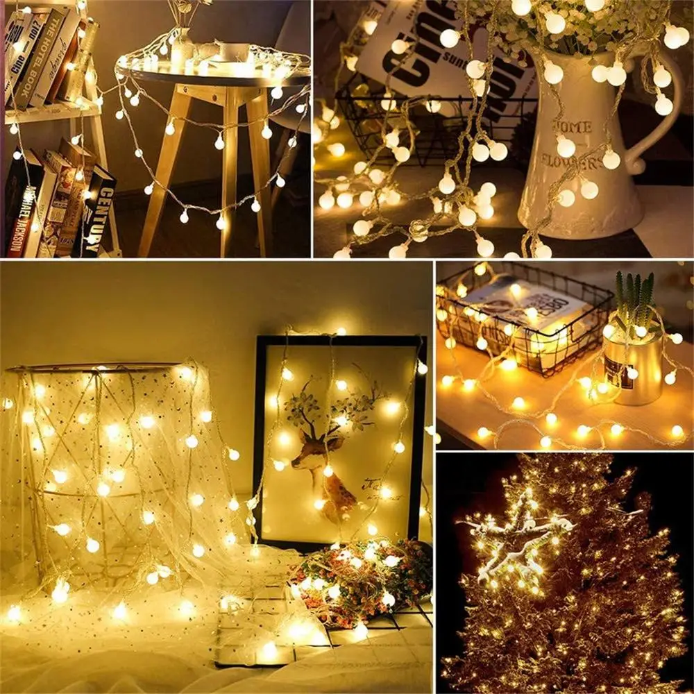 LED Ball Wreath String Lights USB/Battery Powered Outdoor Fairy Lights for Home Garden Birthday Wedding Festival Party Camping