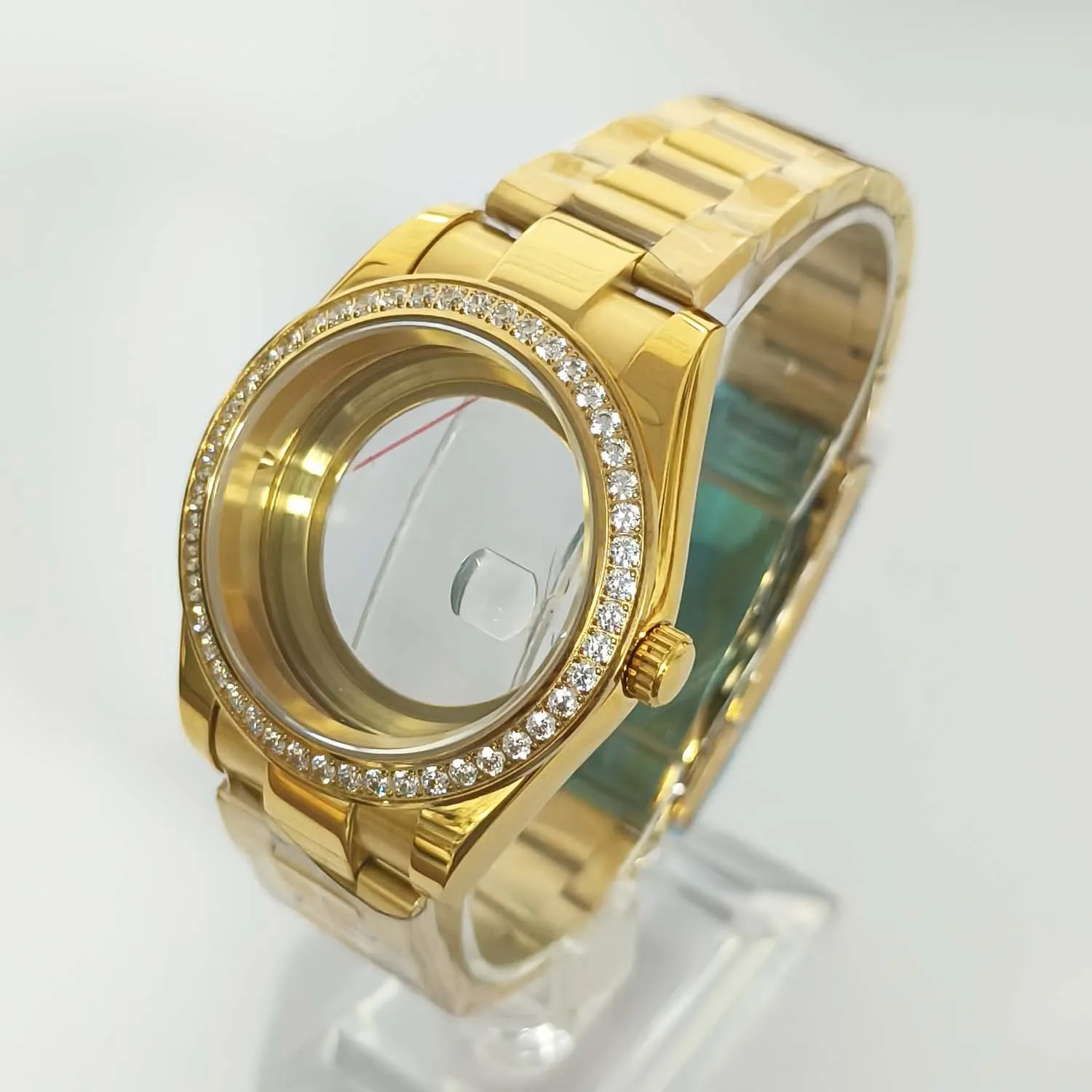 

41Mm Watch Accessories Bricketed Stainless Steel Case Sapphire Mirror Fit 8285 Movement PVD Gold Plated