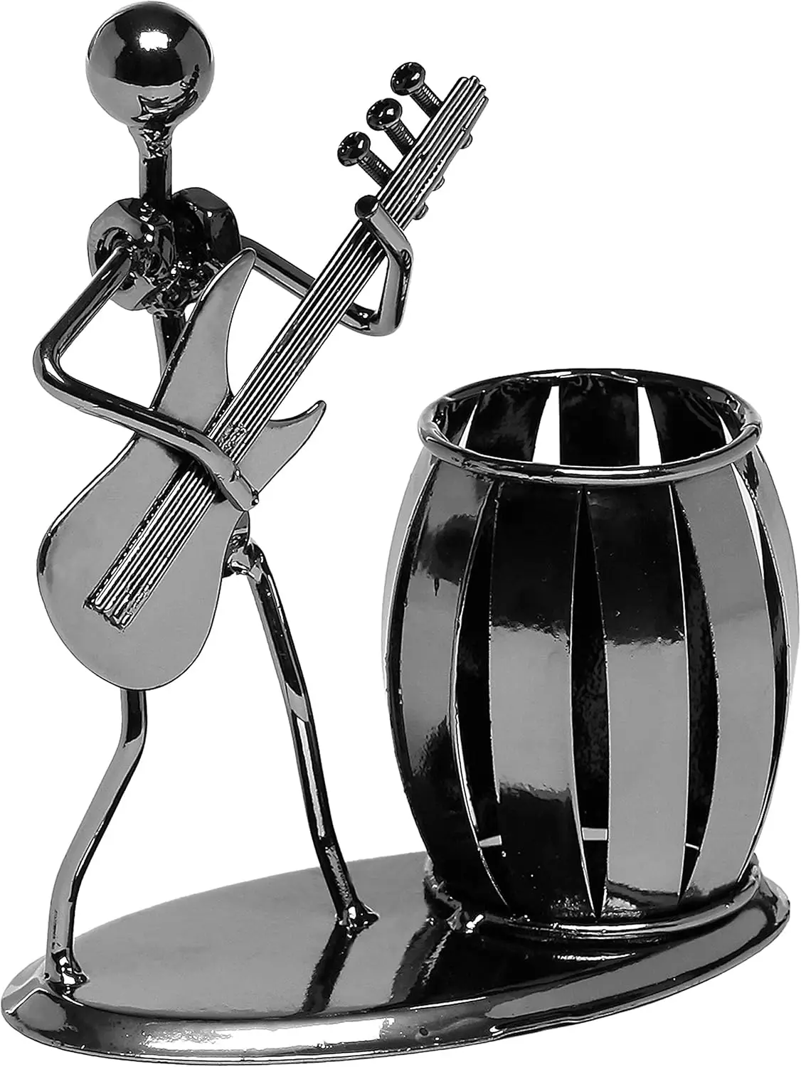 

Guitar Pen Holder for Desk, Music Decor with Guitar Player Figurine, Office Desk Accessories for Men, Gift for Musicians