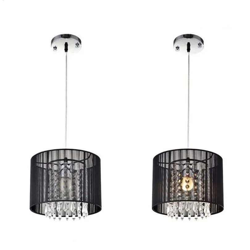 Modern Black Silver Brushed chandelier led lamps LED Crystal Chandeliers living room    lustre lighting pendant