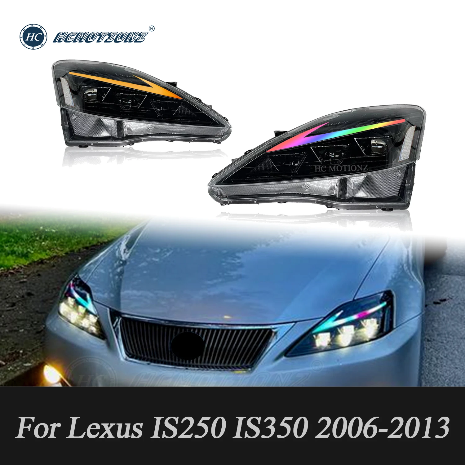 HCmotion Car LED Headlights Assembly for Lexus IS250 IS350 ISF 2006-2013 DRL Auto Styling Front Lamps Accessories RGB Lights