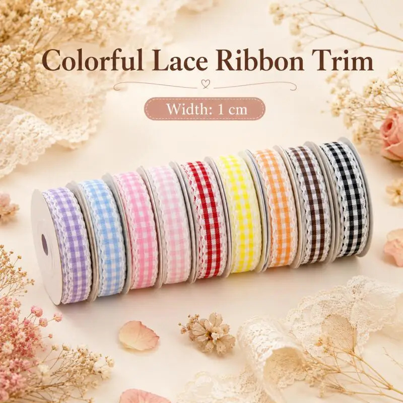 10 Yards/Rolle 10mm Schottische Gingham-Bänder für DIY-Bastelarbeiten, Schleifen, Geschenkverpackungen, Hochzeiten, Partys, kariertes Gewebe – Detail 1