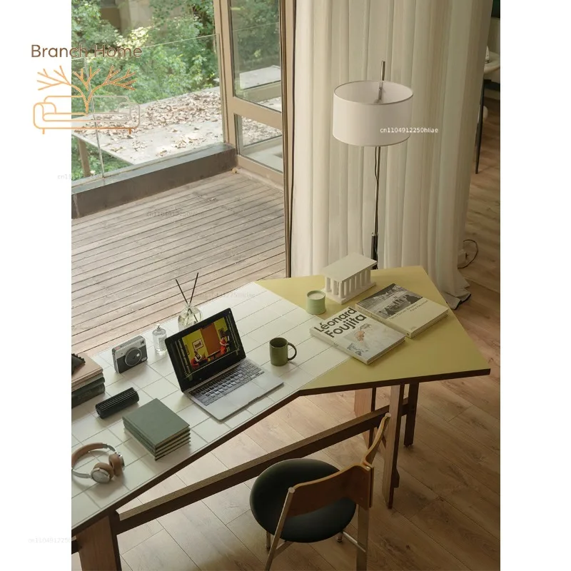 Squeaky table Solid wood special-shaped desk Boss table Designer creative irregular long desk Computer table