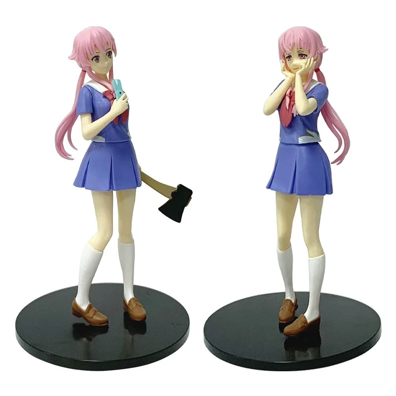 Anime Future Diary 17CM  Action Figure Mirai Nikki Yuno Gasai Face Hugging Posture Cute Model Toys Decoration Christmas Gifts view 6