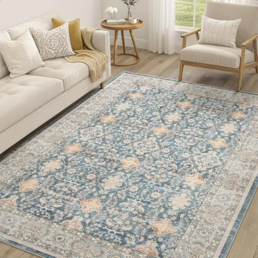 

Living Room Area Rug 5x7 Large Soft Washable Oriental Traditional Distred Farmhouse Rugs for Bedroom Indoor Floor Accent Carpe