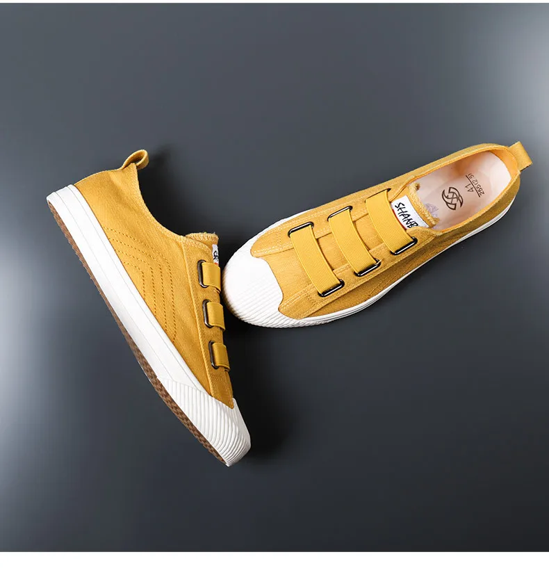 2024 New 38-44 Unisex Canvas Sneakers Solid Colors Men Flat Basic Casual Shoes Elastic Band Soft Latex Insole Women Plus Size