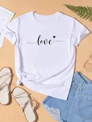 Camiseta con estampado de San Valentín para mujer, camisa de manga corta para mujer, ropa para mujer, camiseta gráfica