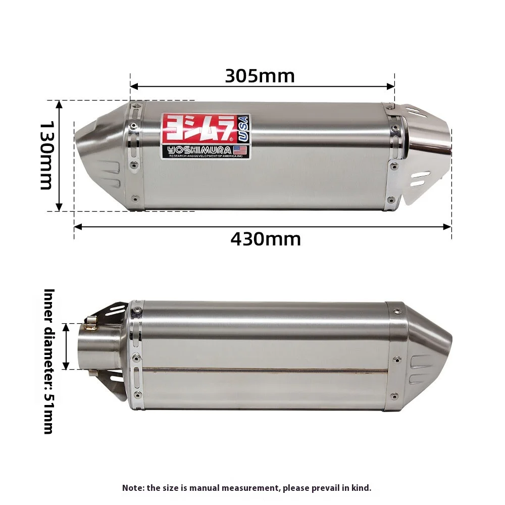 Universal Stainless Steel Motorcycle Exhaust Modification GY6 Yoshimura 51MM tank 200 Efi Scooter for yamaha Cuma Gy6 200cc