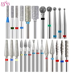 BNG Nail Drill Nails Milling Cutter Carbide Cuticle Clean Rotary Electric Manicure Pedicure Round Top Diamond Nail Drill Bit