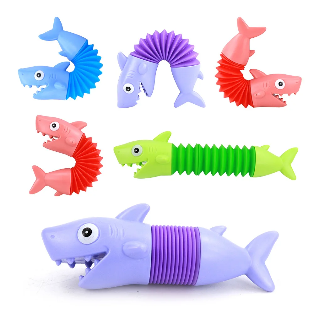 Dinosaur Telescopic Tubes Fidget Toys Cartoon Dolphins, Dogs, Sharks Stretch Pop Tubes Stress Relief Toys for Kids Party Gifts view 4