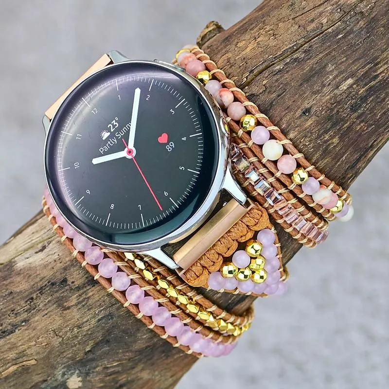 22mm 20mm Strap For Samsung galaxy watch 4 3 41 45mm Active 2 Band GT2 GT3Pro Boho Natural Stone Band Amazfit Bip GTS 2 2e GTR