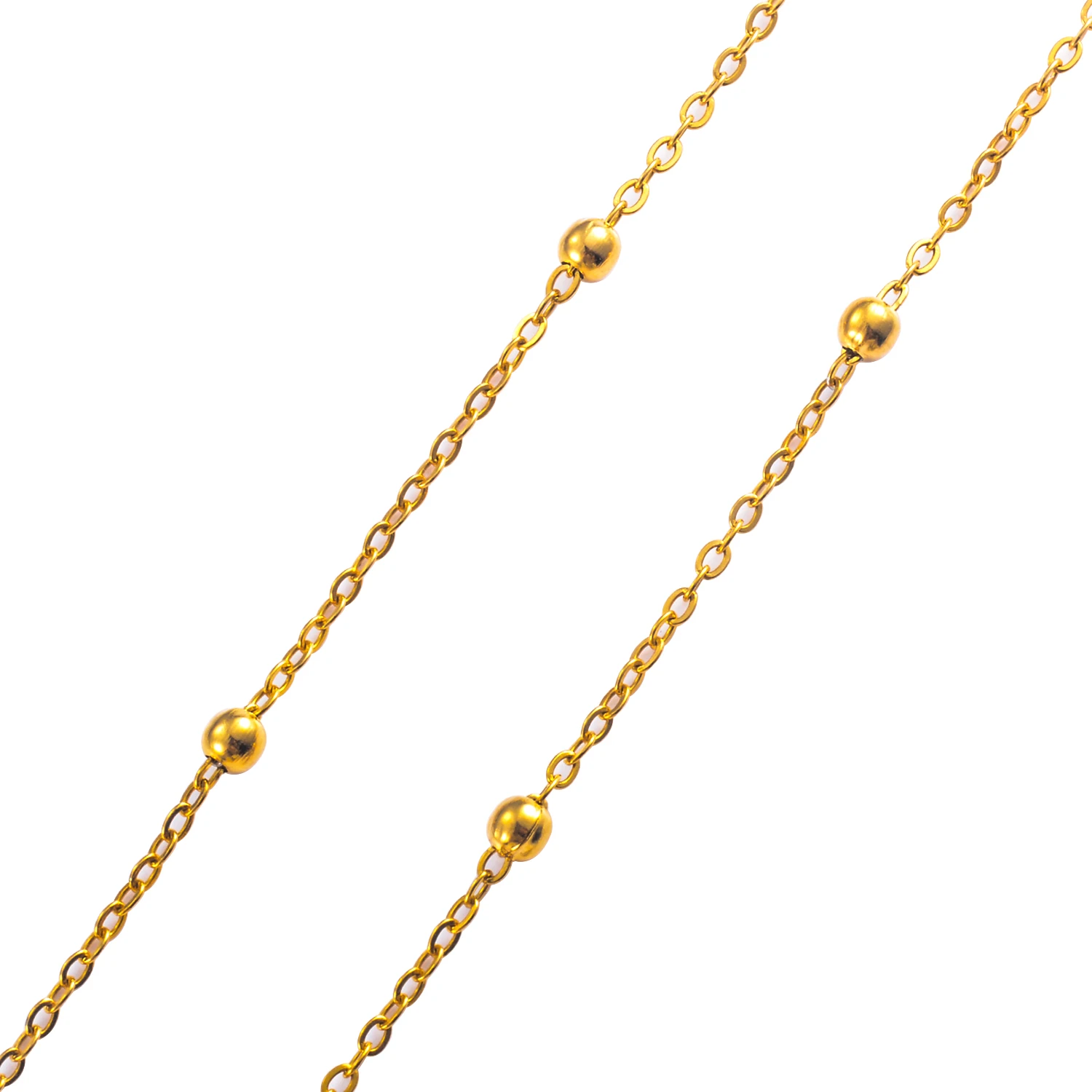 1.5mm Width Stainless Steel Gold Color Beads Ball link Chain Women Girl\'s Necklace Party Gift Jewelry