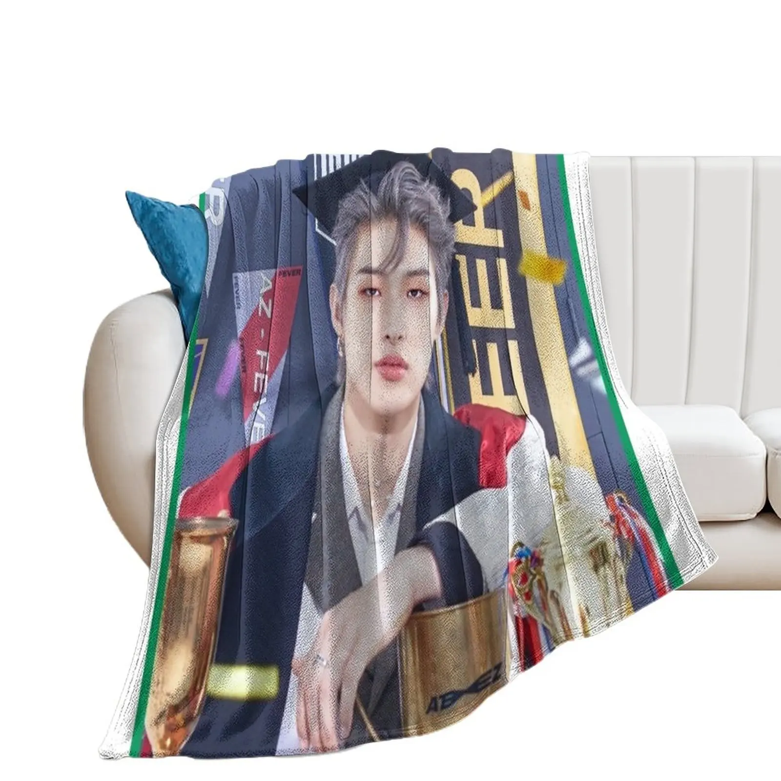 ATEEZ Mingi 'Heung' Throw Blanket for babies Plaid Blankets