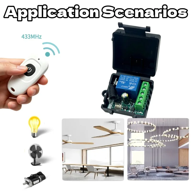 433MHz DC 12V 1CH Relay Module Receiver EV1527 Wireless Remote Control Switch for Garage Gate Motor Light Lamp DIY - view 3